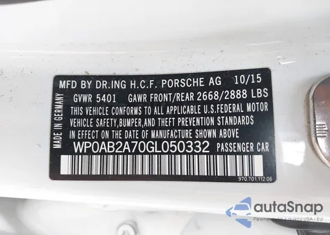 2016 Porsche Panamera 4S z USA, uszkodzony, nr VIN WP0AB2A70GL050332